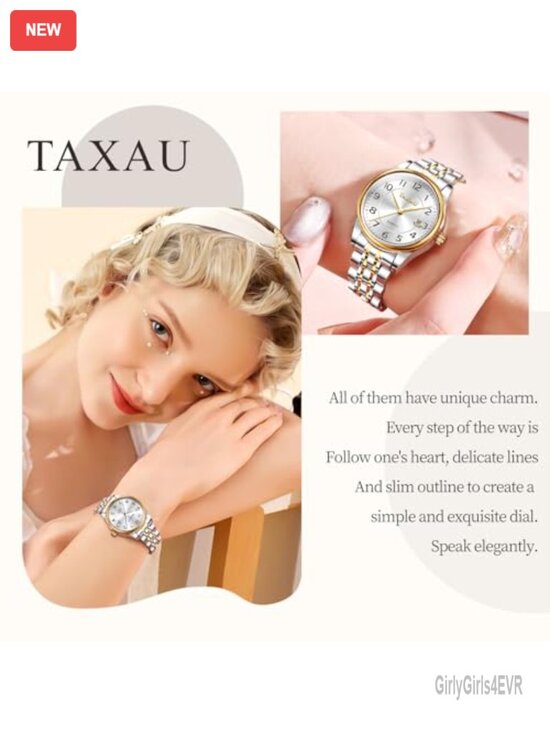 Luxury Classic Small Ladies Watch Gold Silver Two Tone Stainless Steel Date main image 6